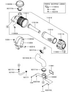 Kawasaki Fxt00v-As04 Air Filter And Muffler Diagram and Parts List for S7237-KW 53AI8DU8050-37HP Cub Cadet Lawn Tractor